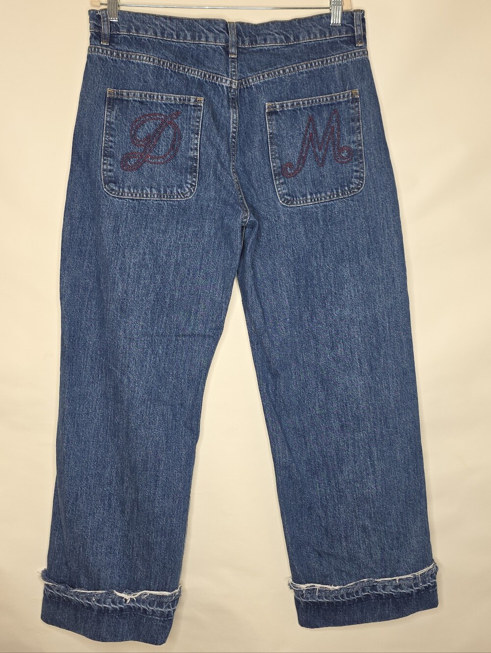 Damson Madder Sylvie Cuffed Jeans Organic Cotton Size 16 Monogrammed Pockets Y2K - Picture 2 of 16
